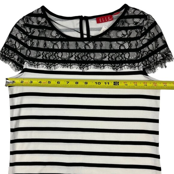 Elle Top Striped Jersey Lace Cap Sleeve Size XS Might Fit Size Small - Picture 9 of 15